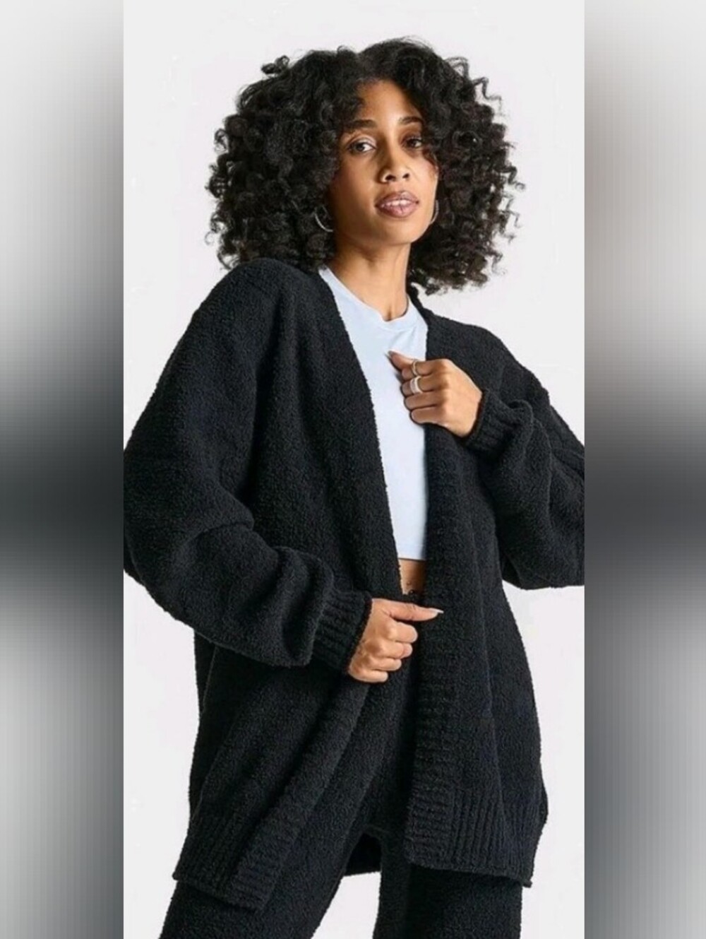 Nike Women's Cozy Knit Bouclé Oversized Cardigan All Over Print Size Large